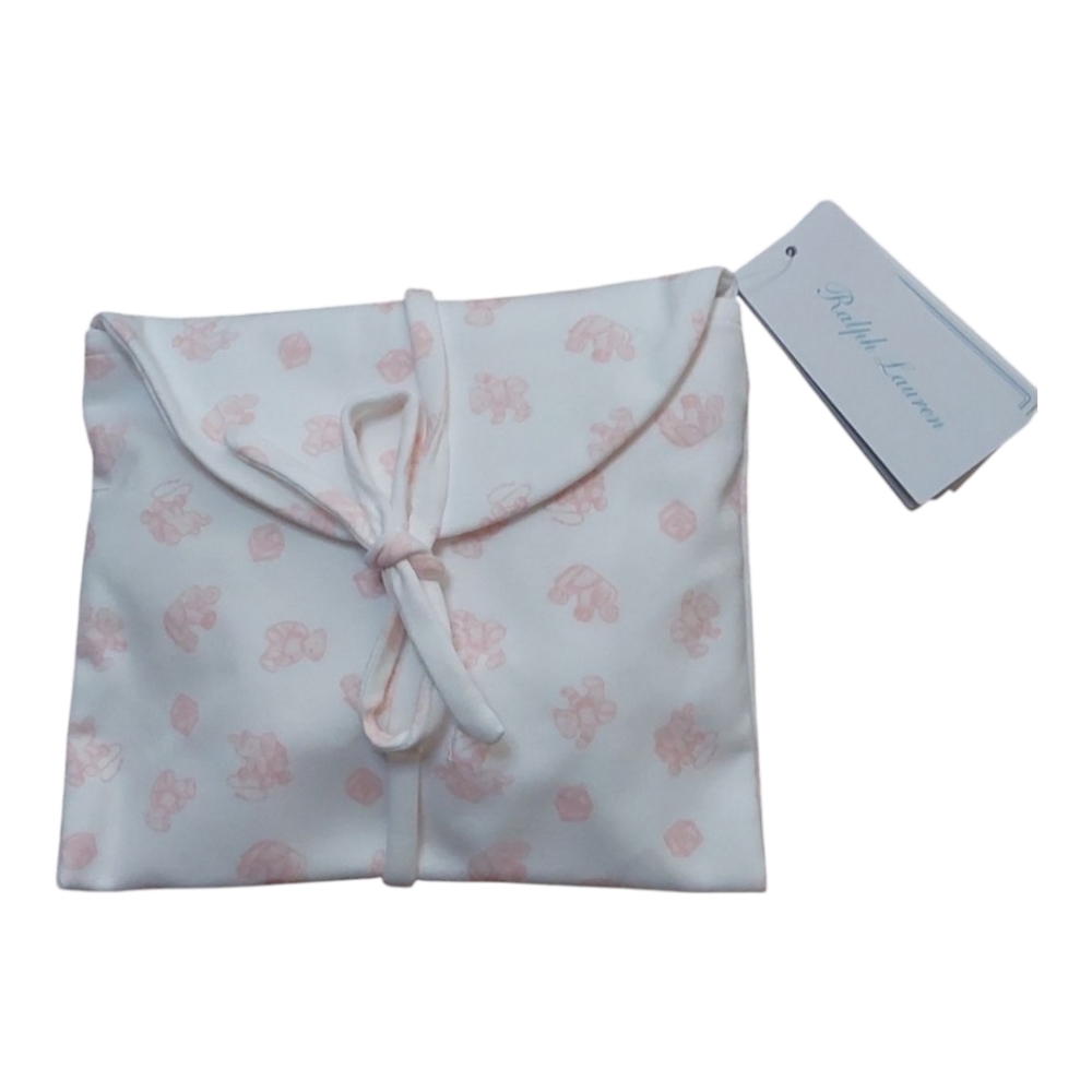 Ralph Lauren Essentials baby gift set pink RL polo pony on hat bib 3/6mo